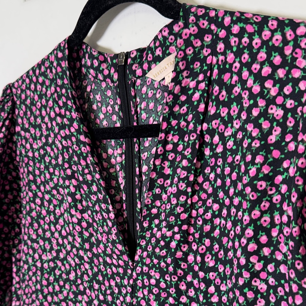 Rebecca Taylor Floral Dress As Seen On TV Silk Blend Pink Black Size S - Picture 10 of 12